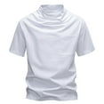thumbnail image 1 of LNWUY 3 Pack Men's Plue Size Turtle Neck Shirts, Short Sleeve Mock Turtleneck T Shirts Knitted Slim Fit Basic Undershirt Tops White XL, 1 of 4
