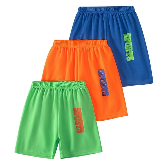 LNWUY 3PC Children's Elastic Waist Shorts Outdoor Sports Pants Middle and Big Kids Summer Mesh Breathable Comfortable Shorts Blue 3 Years