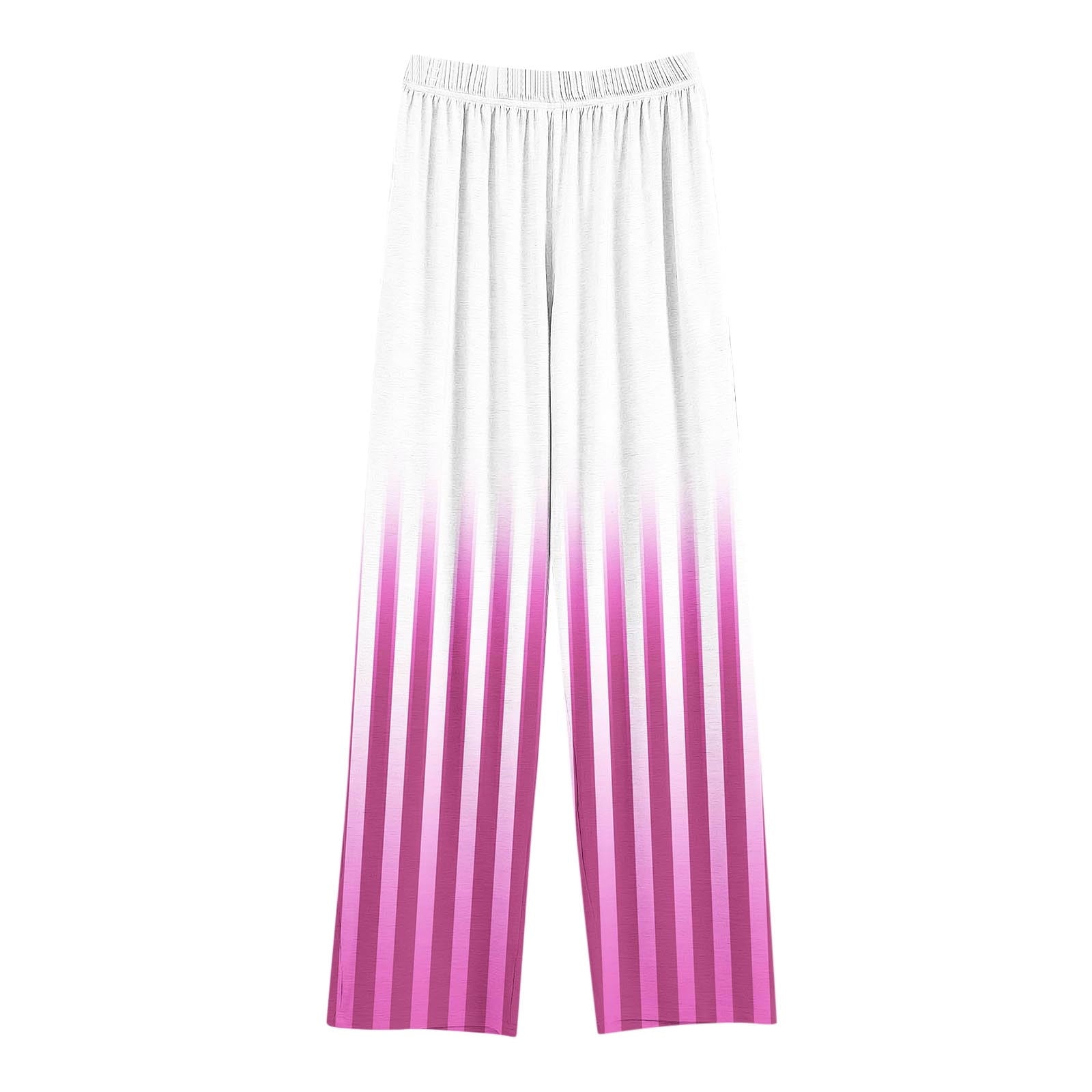 LNWUY 4-14 Years Children's Gradient Striped Printed Trousers for Boys and Girls Elastic Waist Straight Pants Home Clothes Casual Pants with Pocket Pink 8 Years