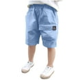 thumbnail image 1 of LNWUY (4-15 Years) Boys Summer Solid Color with Pockets Shorts Elastic Summer Thin Work Pants Shorts Outdoor Casual Pants Blue 130, 1 of 3