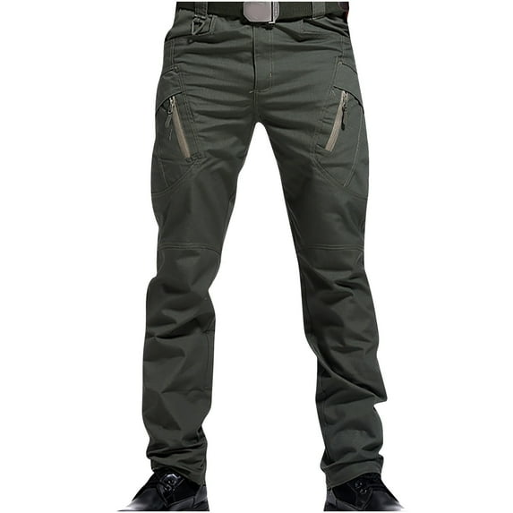 LNWUY (4XL-6XL)Big and Tall Men's Multiple Pockets Cargo Pants Water Resistant Stretch Relaxed Fit Lightweight Hiking Casual Pants Green XXXXL
