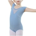 thumbnail image 1 of LNWUY (5-18 Years) Children's Dance Clothes Middle and Large Girls Practice Body Suit Tutu Dance Summer Short-Sleeved Jumpsuit Blue 7 Years, 1 of 6