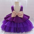 thumbnail image 1 of LNWUY (6 Months-5 Years) Girls Fashion Cute Bowknot Tulle Tutu Flower Girl Birthday Dress Dress Soft Comfy Set Purple 18-24Months, 1 of 9