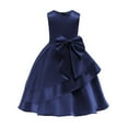 thumbnail image 1 of LNWUY 6M-6T Baby Girls Cute Fashion Sleeveless Dress Pageant Backless Lace Dresses Toddler Formal Princess Dress with Headwear Dark Blue 140, 1 of 2
