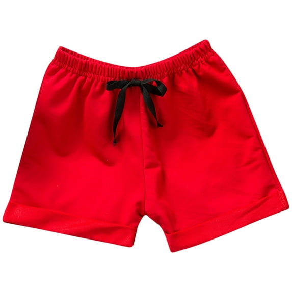 LNWUY (6Months-8Years) Boys and Girls Fashion Solid Color Cute Loose Soft Comfort Breathable Home Pants Lace Up Shorts Red 6 Months