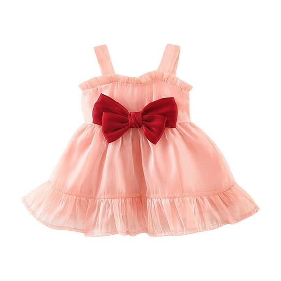 LNWUY Baby Girl Fashion Prom Gown Kids Infant Newborn Girls Sleeveless Bowknot Party Princess Dress Tulle Dress Pink 100