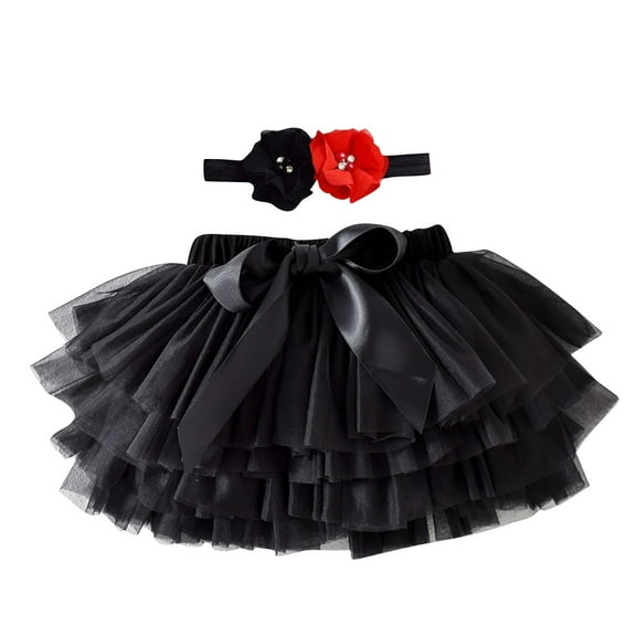 LNWUY Baby Girl Tutu Skirt with Diaper Cover Toddler Girls Tulle Bloomers and Headband First Birthday Cake Smash Outfits Black S