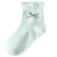 thumbnail image 1 of LNWUY Baby Girls Ruffle Lace Trims Socks with Bow Toddler Princess Frilly Socks for 1-13 Years Kids Green 4 Years, 1 of 2