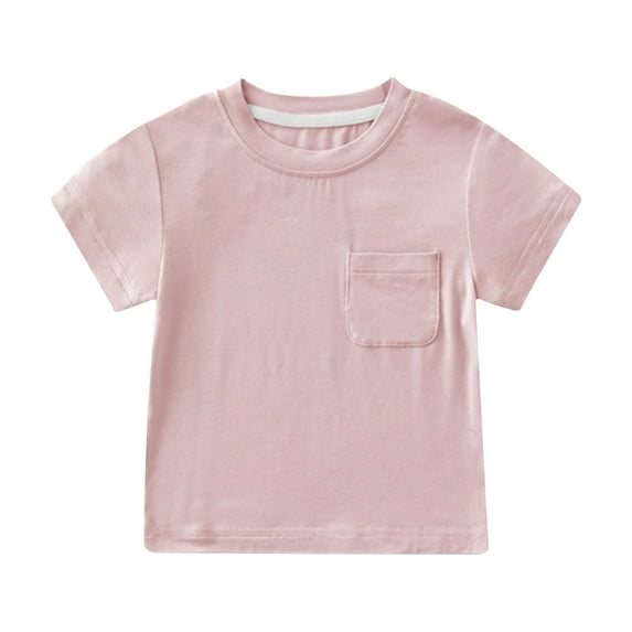 LNWUY Baby Short-Sleeved T-Shirt Thin Summer Toddlers Solid Color Casual Wear Outside Short-Sleeved Round Neck Shirt Pink 0-3 Months
