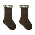 thumbnail image 1 of LNWUY Baby Toddler Girls Ruffle Socks Newborn Infant Girl's Knee High Solid Cotton Long Socks Brown 3 Years, 1 of 2