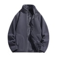thumbnail image 1 of LNWUY Big and Tall Men's Solid Color Stand Collar Fleece Jacket (M-5XL) Stylish Zipper Pocket Casual Hoodless Coat, Comfortable Long Sleeve Top Gray L, 1 of 6