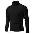 thumbnail image 1 of LNWUY Big and Tall Pullover Sweaters for Men Turtleneck Solid Color Knitted Sweater Long Sleeve Comfort Retro Fashion Spring Fall Clothes Black XXL, 1 of 8