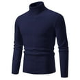 thumbnail image 1 of LNWUY Big and Tall Pullover Sweaters for Men Turtleneck Solid Color Knitted Sweater Long Sleeve Comfort Retro Fashion Spring Fall Clothes Navy XXXL, 1 of 4