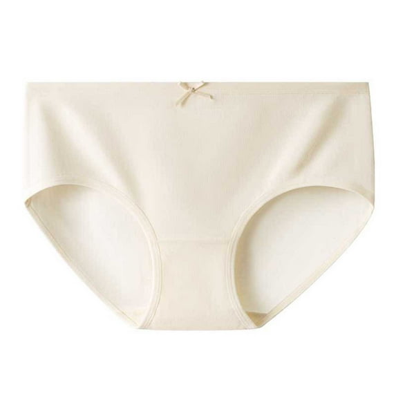LNWUY Bikini Underwear Briefs for Women Cute Solid Color Women's Cotton Underwear Breathable Panties Beige M