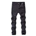 thumbnail image 1 of LNWUY Boy's Stretch Comfy Ripped Jeans Skinny Stylish Trendy Distressed Washed Denim Jeans Pants Casual Trousers Black 13 Years, 1 of 2