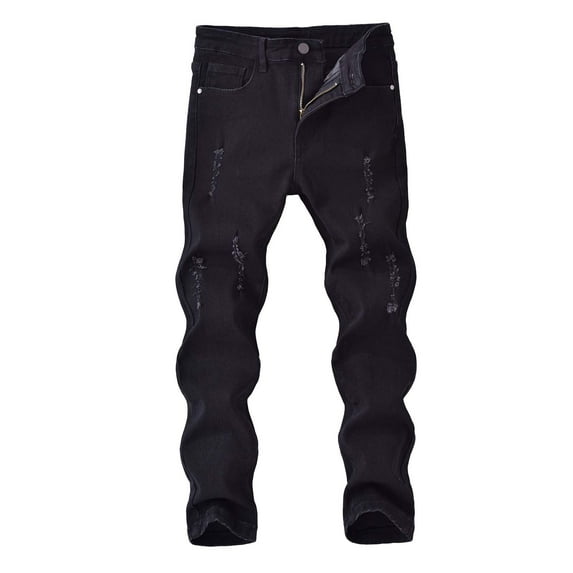 LNWUY Boy's Stretchy Comfortable Ripped Skinny Jeans Trendy Distressed and Washed Denim Pants Casual Everyday Wear Black 9 Years