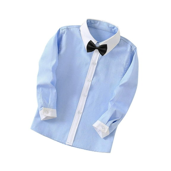 LNWUY Boys Dress Shirts Toddler Boy Button down Shirt Long Sleeve Removable Bow Tie Button up Shirt Fashion Formal Shirt Black 3 Years