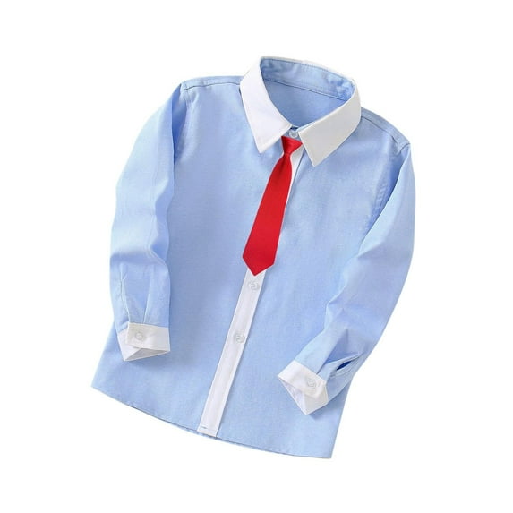LNWUY Boys Dress Shirts Toddler Boy Button down Shirt Long Sleeve Removable Bow Tie Button up Shirt Fashion Formal Shirt Red 3 Years
