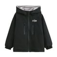 thumbnail image 1 of LNWUY Boys Girls Waterproof Rain Jacket Reversible Fleece Lined Hooded Jacket Lightweight Outerwear for Kids Windbreaker Coat Black 5 Years, 1 of 8