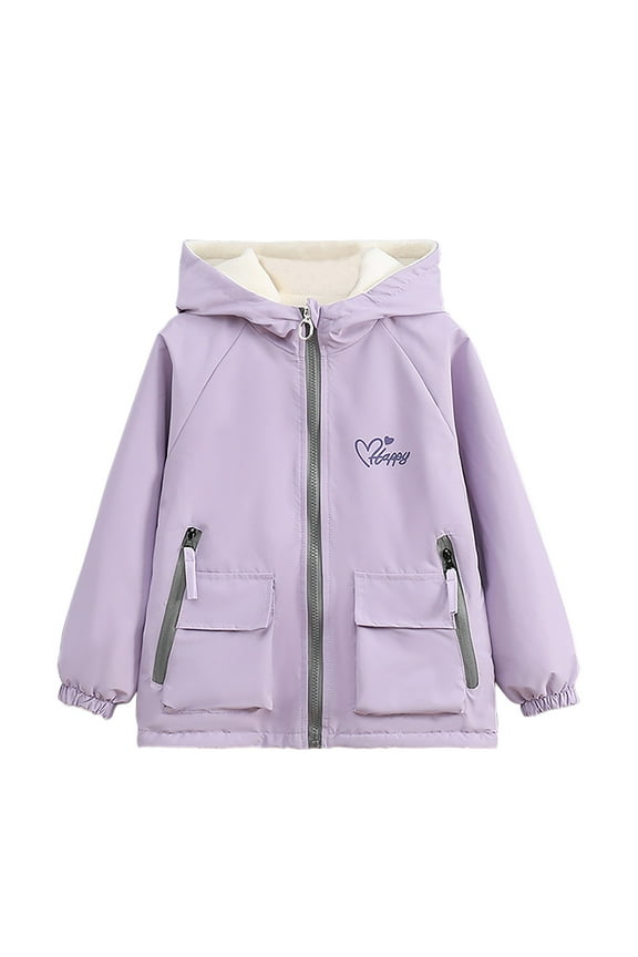 Boys Girls Waterproof Rain Jacket Reversible Fleece Lined Hooded Jacket Lightweight Raincoats for Kids Windbreaker Coat Purple 4 Years