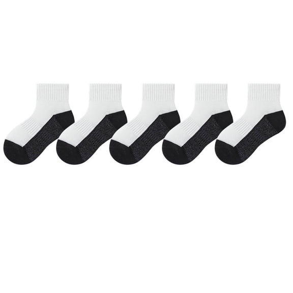 LNWUY Boys Girls White Crew Dress Socks Big Kids Seamless School Uniform Daily Comfort Cotton Ankle Socks White 1-3Years