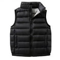 thumbnail image 1 of LNWUY Boys and Girls Autumn and Winter Warm Cotton Sleeveless Zipper Pocket Vest Puffy Stand-up Collar Light Children's Jacket Black 11-12Years, 1 of 2