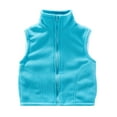 thumbnail image 1 of LNWUY Boys and Girls Children's Solid Color Vest Outerwear Thickened Velvet Stand Collar with Zipper Warm Vest Tank Top Blue 5-6Years, 1 of 5