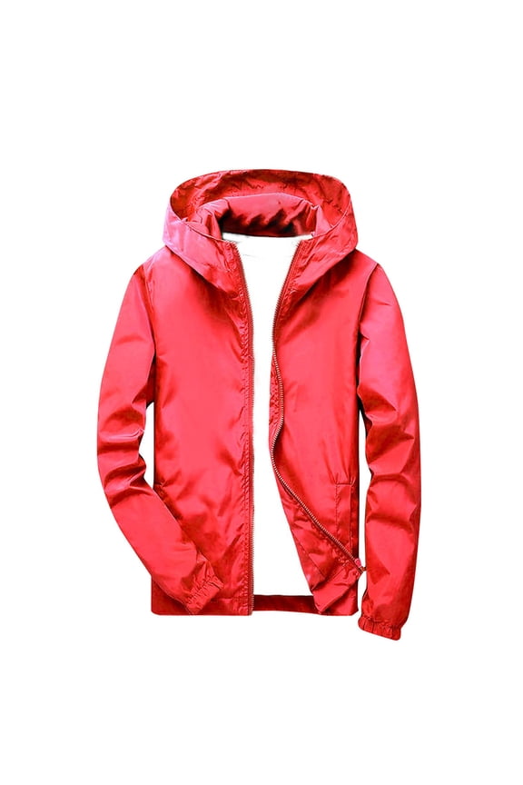 Boys and Girls Fall Casual Sports Long-Sleeved Soft Shell Outdoor Hooded Jacket Waterproof Windbreaker Cardigan Jacket Red 11-12Years