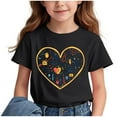thumbnail image 1 of LNWUY Boys and Girls Spring and Summer Casual Cute Girls Printed Short-Sleeved Round Neck Blouse Pullover Bottoming Shirt Black 9 Years, 1 of 7