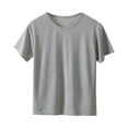 thumbnail image 1 of LNWUY Boys and Girls Spring and Summer Solid Color Ice Silk Mesh Casual Sports Short-Sleeved Round Neck T-Shirt Top Shirt Gray 15-16Years, 1 of 5