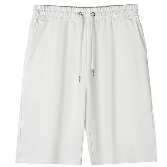LNWUY Boys and Girls Summer Solid Color Cotton Shorts Drawstring Elastic Waistband Pockets Casual Sports Five Pants White 120