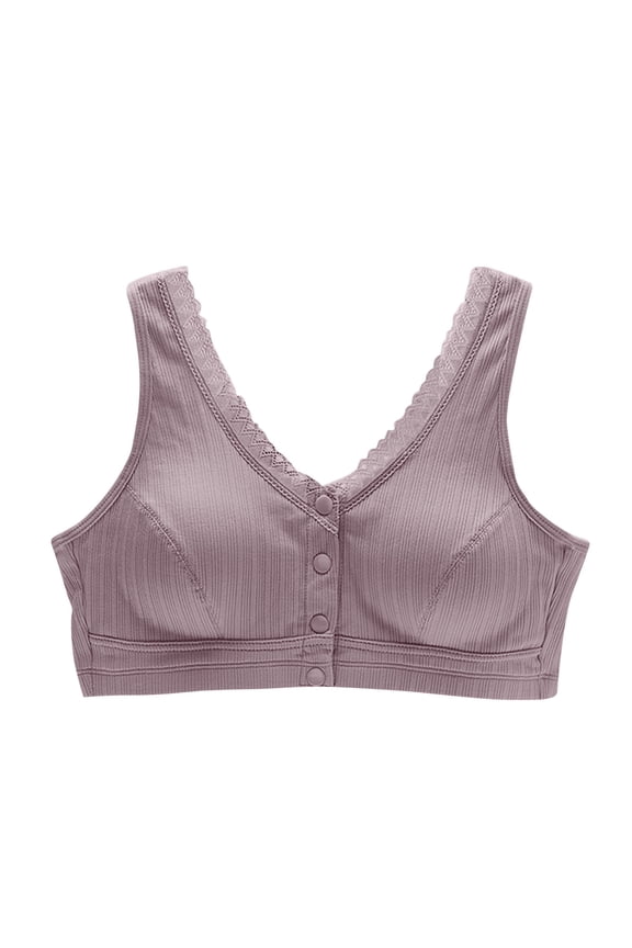Bra for Seniors, Front Snap Closure Bras, Front Snaps Daisy Bras for Older Women Underwear Everyday Bras Purple XXL
