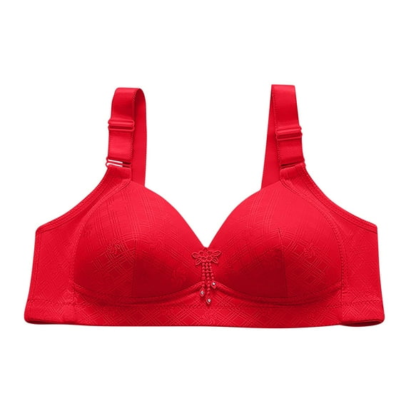 LNWUY Bra for Women's Push Up Soft Cup Non Padded Bras Wirefree Breathable Underwear Daily Bra Red 40