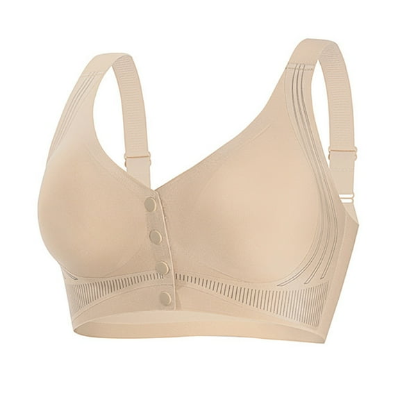 LNWUY Bras for Older Women Push up Breathable Front Closure Bras Full Support No Underwire Plus Size Everyday Bra Brown XXXL