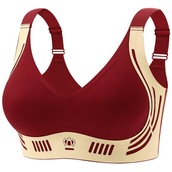 LNWUY Bras for Women No Underwire, Push Up Bra Wireless Bras for Women Soft and Lightly, Full Coverage Seamless Bra for Everyday Red M