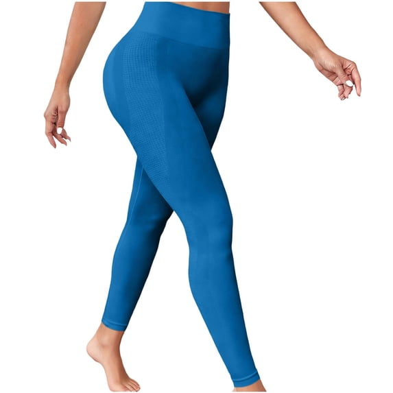 LNWUY Butt Lifting Workout Leggings for Women Tummy Control High Waisted Seamless No Front Seam Gym Yoga Pants Blue S