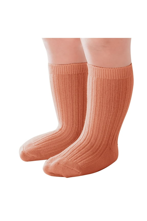 LNWUY Children's Boys and Girls Solid Mid LengthTube Socks Sports Socks Sweat Absorbing and Odor Proof Socks Orange 1-2Years