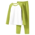 thumbnail image 1 of LNWUY Children's Colorblocked Round Neck Long Sleeve Top Elastic Waist Long Pants Boys and Girls Warm Fleece Loungewear Set Green 1 Years, 1 of 3