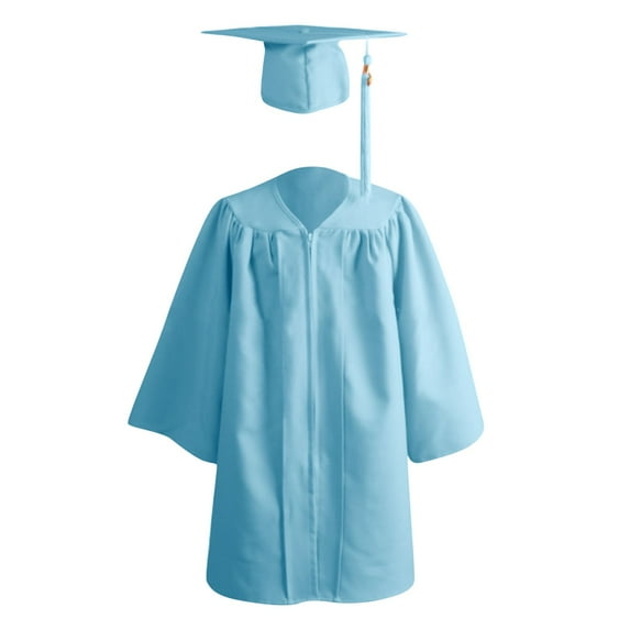 LNWUY Children's Graduation Bachelor's Uniform Solid Color Performance Suit Fashion Party Suit Long Sleeve Round Neck Top Suit Light Blue 30