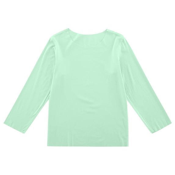 LNWUY Children's Solid Color Velvet Round Neck Long Sleeve Shirts Casual Comfortable Pullover Bottom Shirt Top Green 3 Years