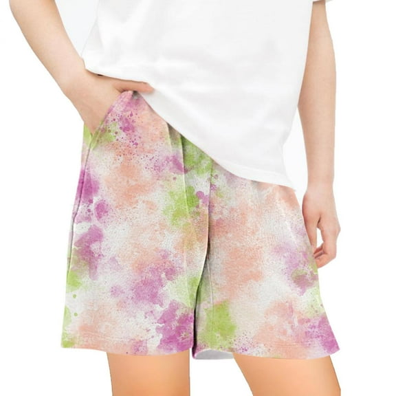 LNWUY Children's Summer Shorts Loose Print Sports Pants Outdoor Casual Comfy Pants with Pockets for Boys and Girls Multicolor 13 Years