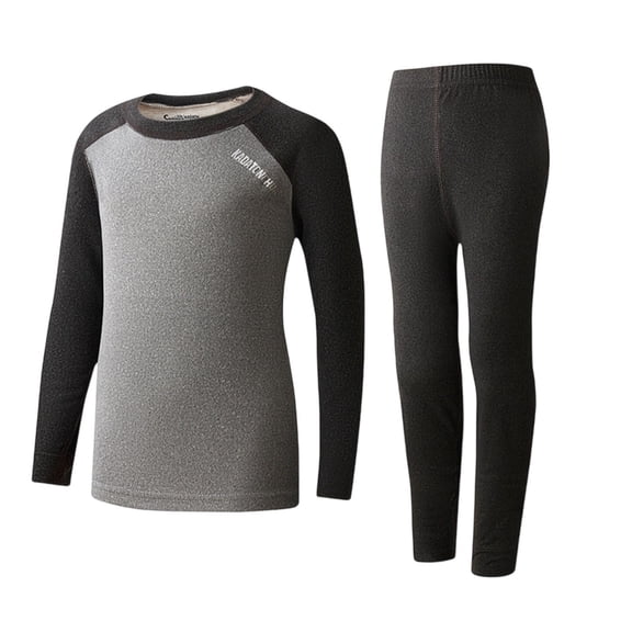 LNWUY Children's Thermal Underwear Set Home Wear Boy and Girl Color Blocking Padded Bottoming Fall Clothes and Pants Set Black 5 Years