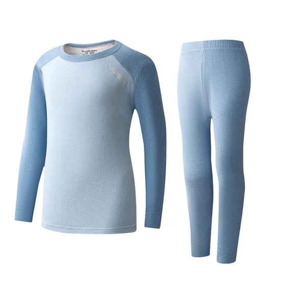 LNWUY Children's Thermal Underwear Set Home Wear Boy and Girl Color Blocking Padded Bottoming Fall Clothes and Pants Set Blue 9 Years