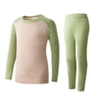 thumbnail image 1 of LNWUY Children's Thermal Underwear Set Home Wear Boy and Girl Color Blocking Padded Bottoming Fall Clothes and Pants Set Green 15 Years, 1 of 7