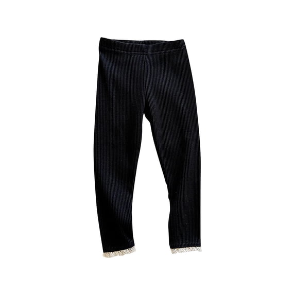 LNWUY Comfortable Leggings for Girls Solid Color Thermal Thick Leggings Great for Softness and Breathability Black 110