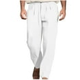 thumbnail image 1 of LNWUY Cotton Linen Pants Men Straight Leg Pleated Work Dress Pants Relaxed Fit Casual Soft Comfy Breathable Outdoor Summer Beach Trousers White L, 1 of 5