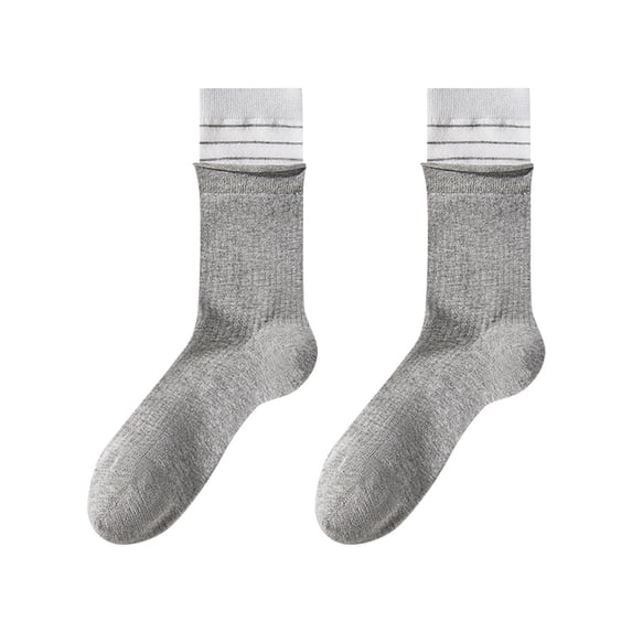 LNWUY Crew Socks for Women Cozy Cotton Slouchy Athletic Socks Spring and Summer Breathable Cotton Workout Socks Gray Free Size