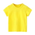 thumbnail image 1 of LNWUY Cute Toddler Kids Baby Boys Girls Cotton T-Shirts Solid Color Short Sleeve Crewneck Basic Tees Shirt Trendy Summer Unisex Outfit Clothes Yellow 6-7Years, 1 of 6