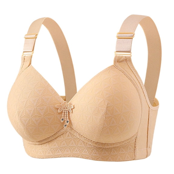 LNWUY Daisy Bras for Older Women Back Buckle Push Up No Underwire Senior Bras Full Coverage Comfort Breathable Bralettes Yellow M