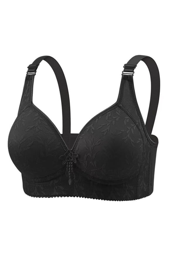 Daisy Lace Bras for Women Back Buckle No Underwire Comfort Senior Wireless Snap Closing Bra Everyday Bras Black XL